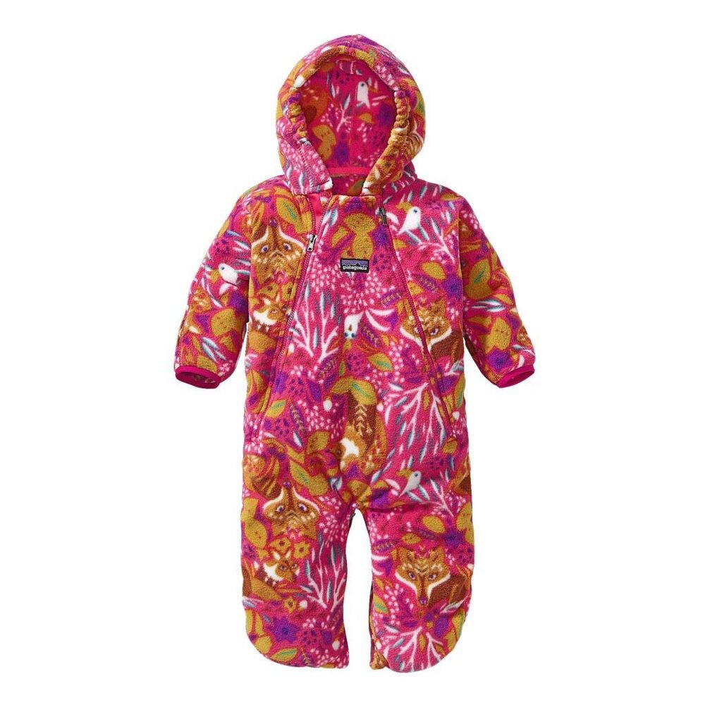 Patagonia Infant Synchilla Fleece Bunting Pink Foxes Birds 12 months